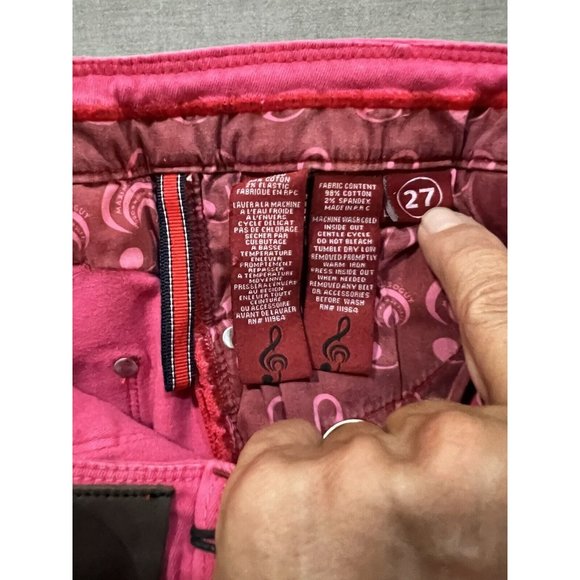 Maxime Cossoguy Jeans Womens 27‎ Pink Denim Pocketed Belted Zip Ladies 27x32 - Picture 7 of 13